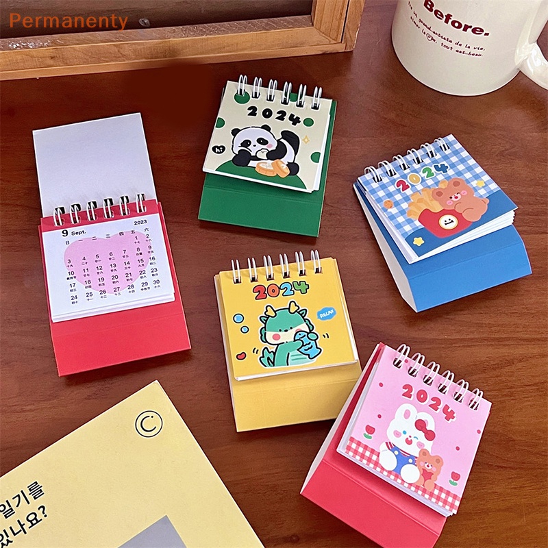 Lịch Để Bàn mini 2024 kawaii Hình Động Vật Hoạt Hình Dễ Thương Để Bàn Ghi Chú Lập Kế Hoạch Hàng Ngày