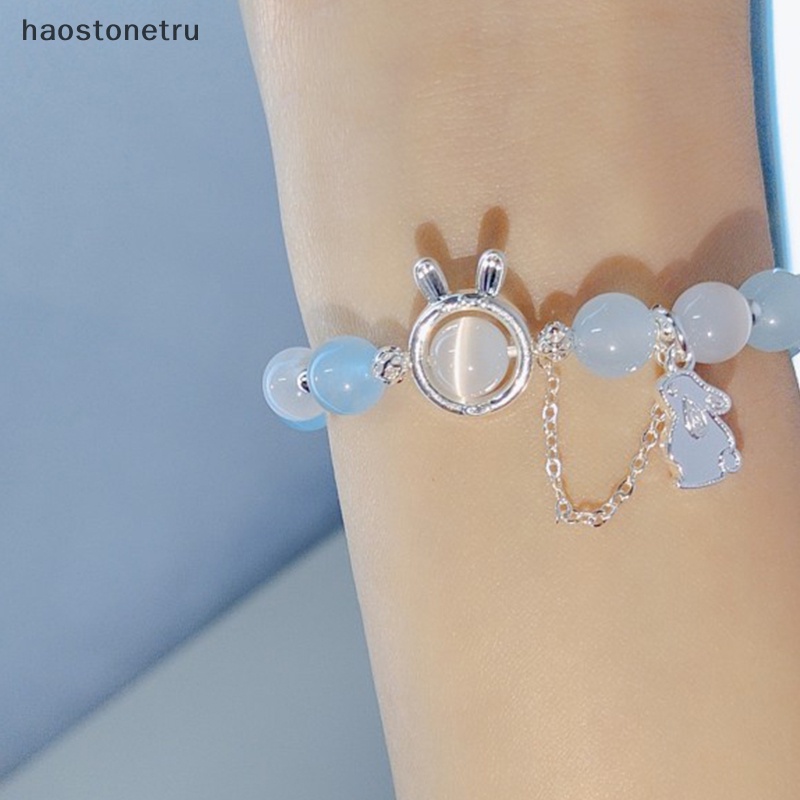 Ru Vòng Tay Chuỗi Hạt Đá Mặt Trăng Xanh Lam Cho Cặp Đôi / Bạn Gái n