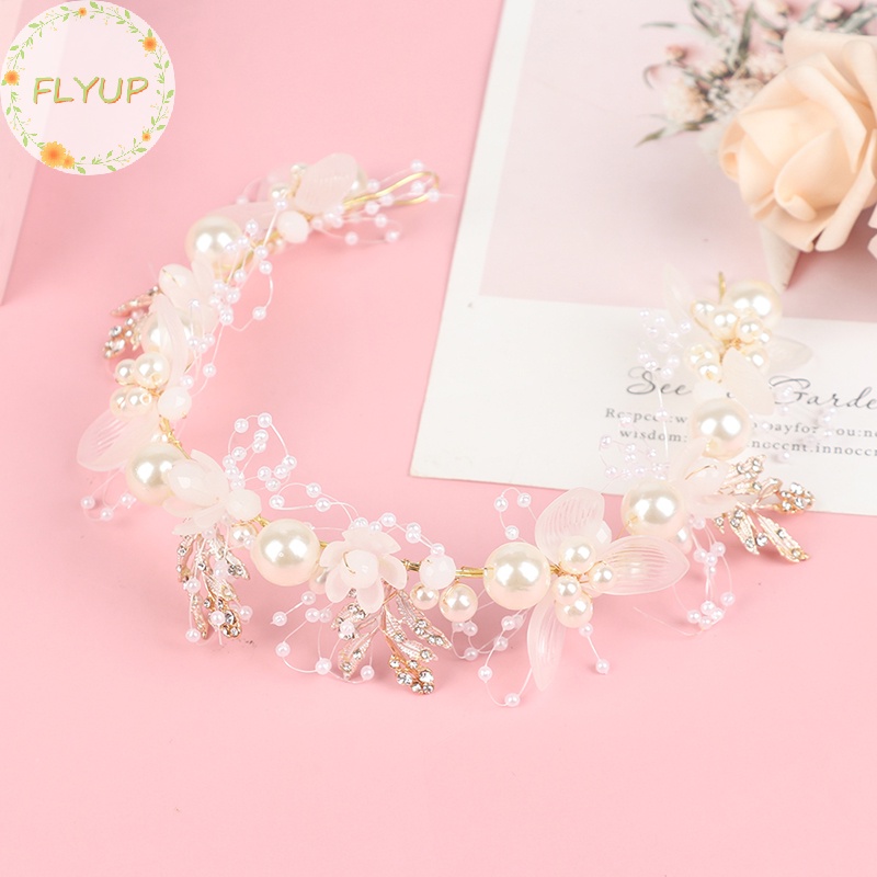 Flyup Vòng Hoa Đính Ngọc Trai Giả Thanh Lịch Cho Cô Dâu vn