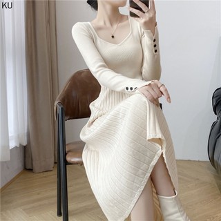 Hàng Mới Về Đầm Len Chữ a Tay Dài Cổ Chữ v Thời Trang Thu Đông Hàn Quốc 2023