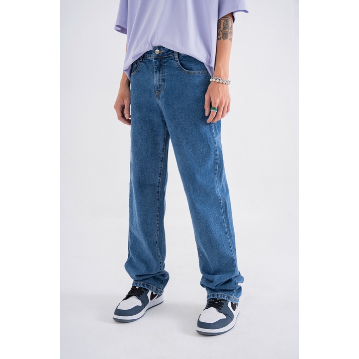 Quần Jean BOO BOO Nam Dáng Rộng Straight Thêu Logo BOO