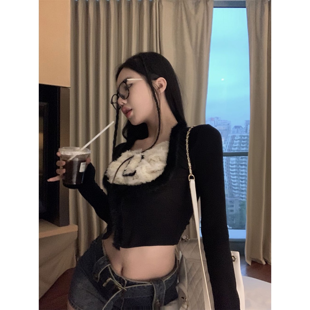 Áo Thun Tay Dài Cổ Vuông Dáng Ôm Thời Trang Cho Nữ