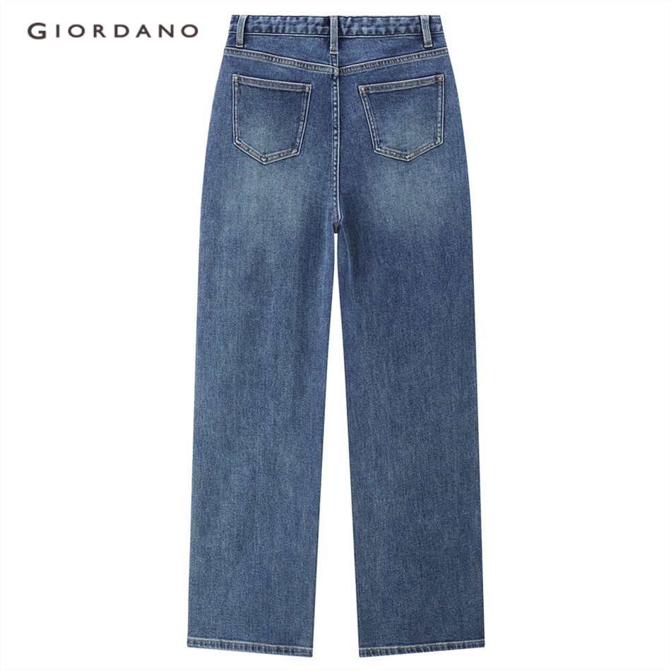 GIORDANO WOMEN Strawberry high waist wide leg denim jeans 18423064