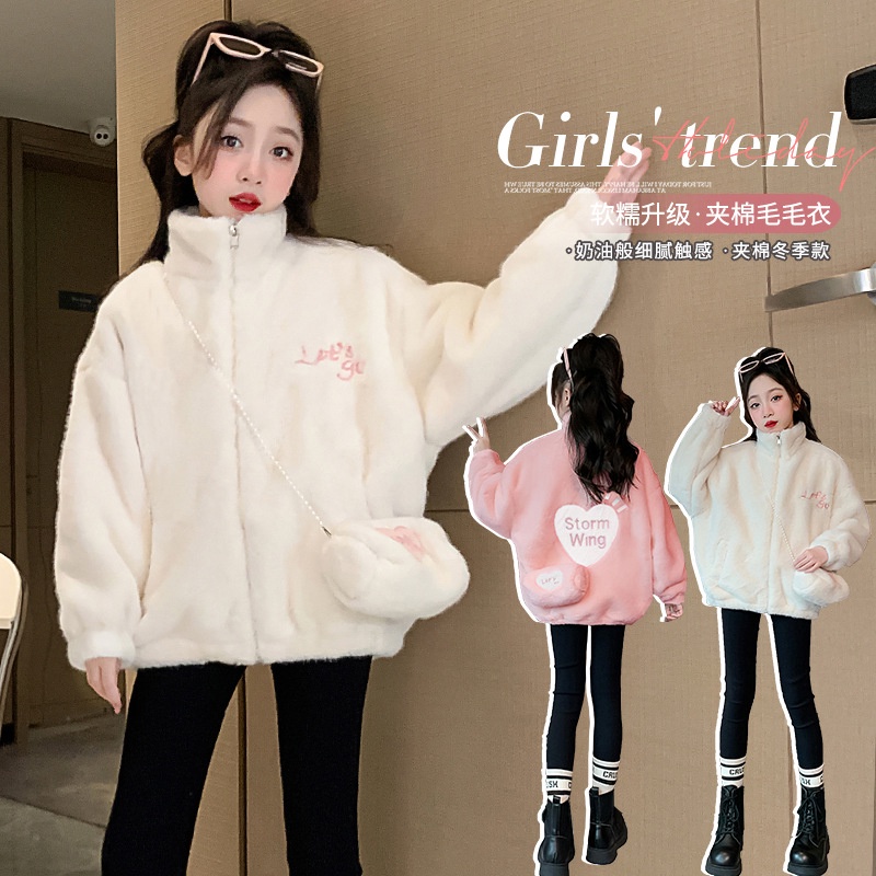 Áo Khoác Len Lông Cừu Dày Dặn Phong Cách Thời Trang Thu Đông Mới 2023 Cho Bé Gái