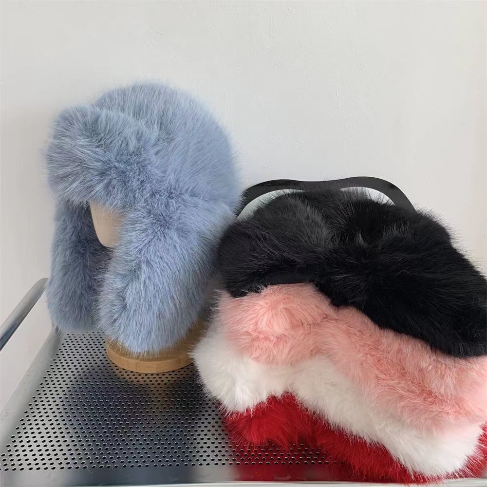 Ins Mũ Lông Giả Lông Chồn Nhỏ Che Tai Bảo Vệ Mặt Giữ Ấm Trượt Tuyết Mùa Đông Phiên Bản Hàn Quốc lei feng Cho Nữ