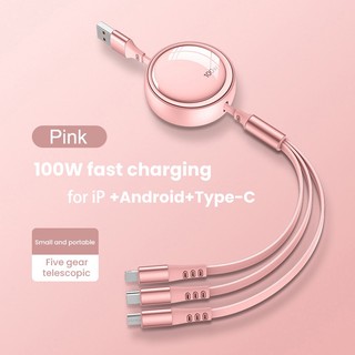 Dây Cáp Sạc Siêu Nhanh 3 Trong 1 6a 100w micro usb / type-c