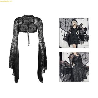 Áo Khoác cardigan Tay Dài Phối Ren Xuyên Thấu Cột Dây Phía Trước Cho Nữ