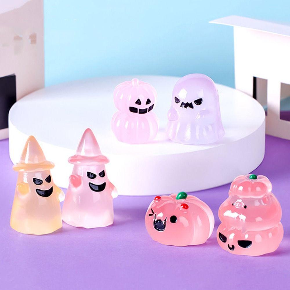 Mmluck Tượng Ma Bí Ngô Dạ Quang mini Bằng Nhựa resin Phát Sáng Trong Tối Trang Trí halloween