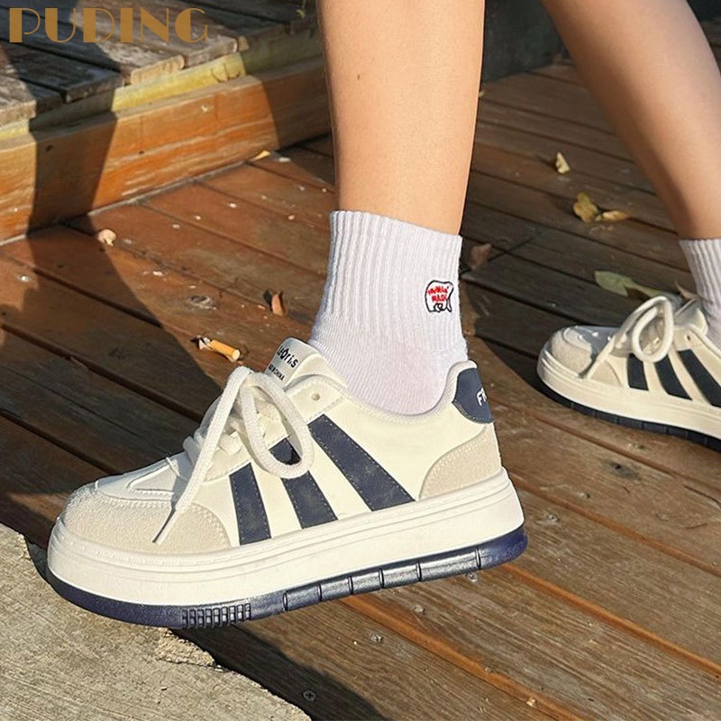 PUDING  Giày Thể Thao Vải Bạt Thời Trang Hàn Cho NữGiày Thể Thao Lưới Thoáng Khí Thời Trang Hàn Quốc Năng Động 3.5CM