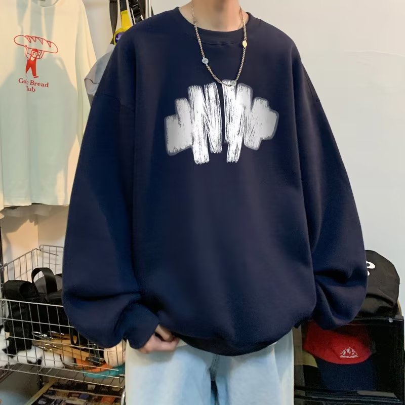 Áo sweater Tay Dài Cổ Tròn Dáng Rộng In Họa Tiết graffiti 8 Màu Thời Trang Mùa Thu Cho Nam