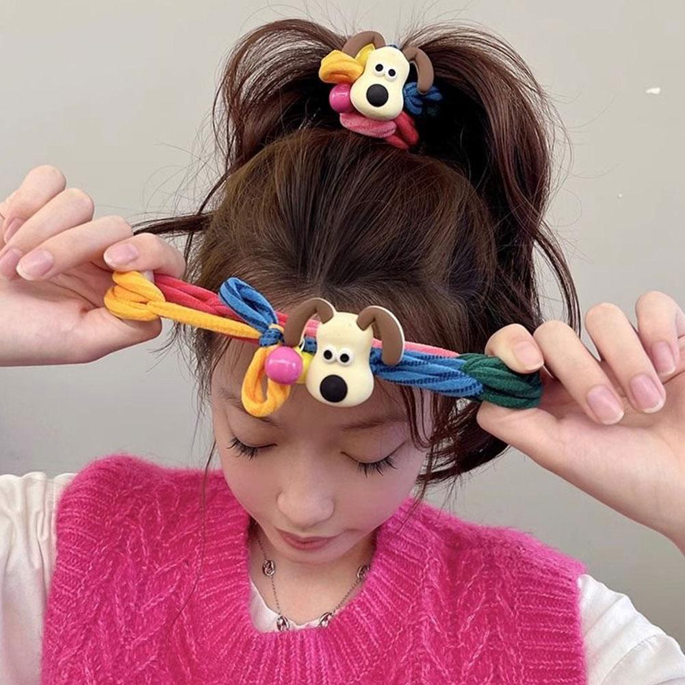 Dây Buộc Tóc Co Giãn Hình Chú Chó Hoạt Hình Nhiều Màu Dễ Thương c0t8