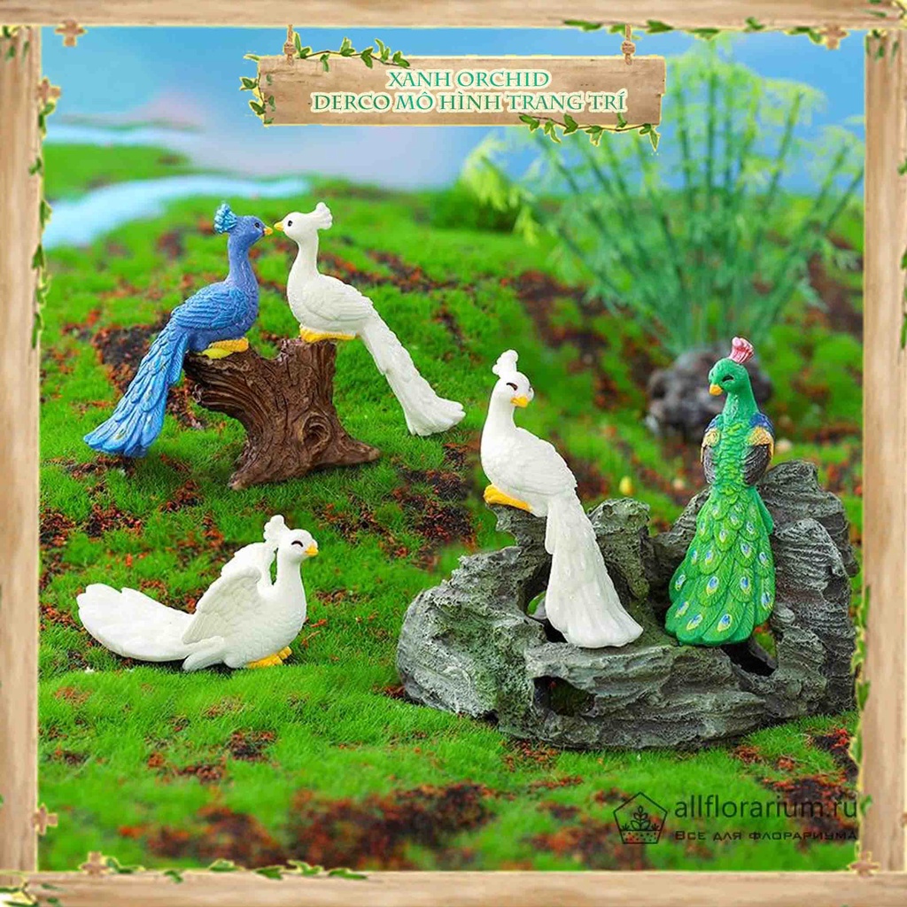 Tiểu Cảnh "Chim Công Xòe cánh Mini" Trang Trí Sen Đá, Sân Vườn/ Chậu Cây, DYI, Terrarium .