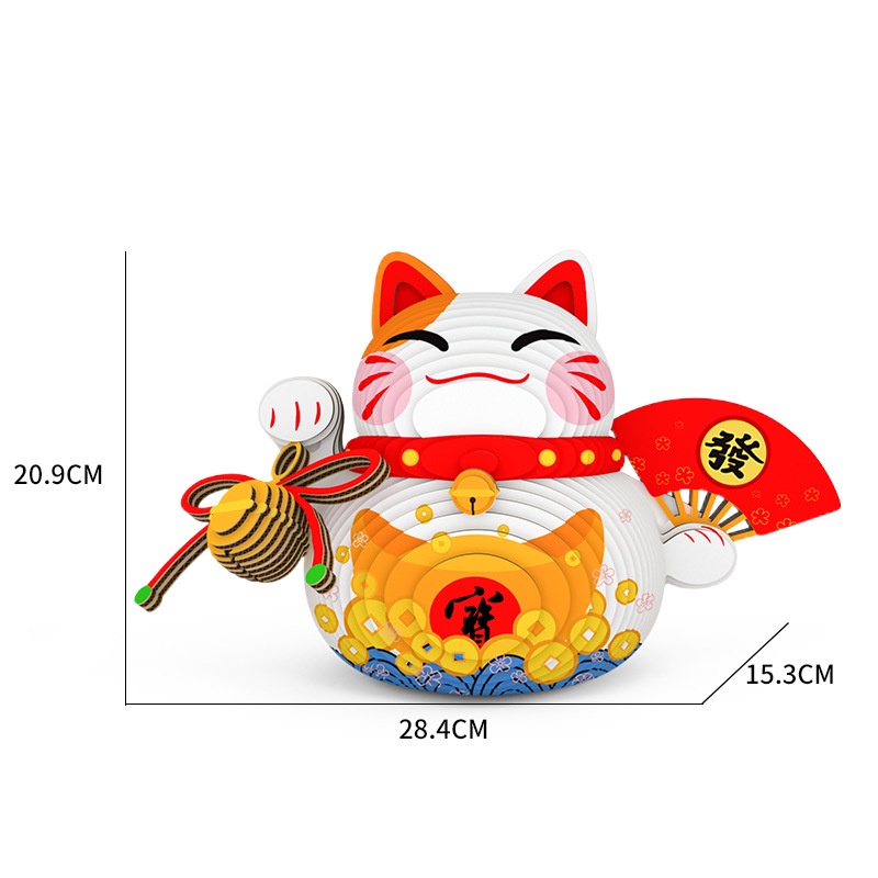 Đồ Chơi Xếp Hình Chú Mèo May Mắn 3d diy