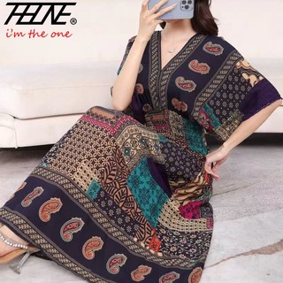 Thhone Đầm maxi cotton Dáng Dài Màu Đen In Hoa Phong Cách vintage bohemian Hàn Quốc Thời Trang Đi Biển Mùa Hè Cho Nữ