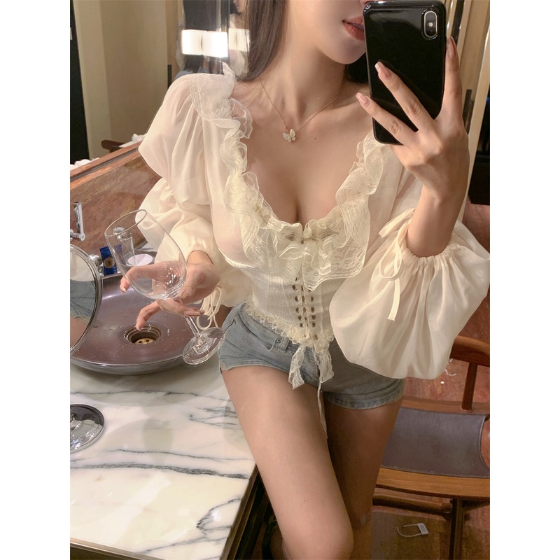 Lisynn Áo Ren Tay Dài Quyến Rũ Thời Trang Cho Nữ