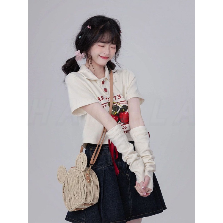 Áo Baby tee y2k  Áo sơ mi croptop Áo Thun Tay Ngắn Cổ polo Thời Trang Cho Nữ