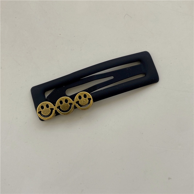 Kẹp Tóc bb Màu Đen Đơn Giản Hình Mặt Cười Và Chữ Cái 2023