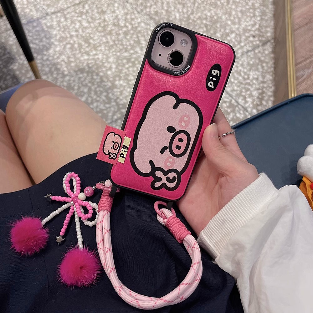 Điện Thoại Ốp Lưng Dẻo Họa Tiết Hoạt Hình Có Dây Cho apple 15 / 14 iphone13 new style 13pro 12 11