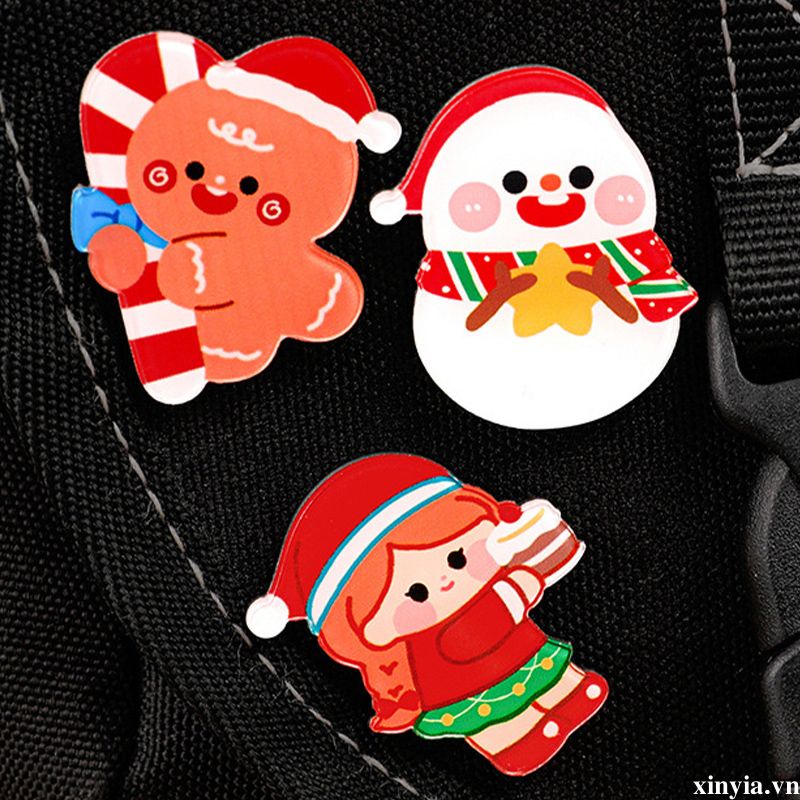 🌺🌺Phụ Kiện Cài Áo Bằng acrylic Hình Ông Già Noel Hoạt Hình Dễ Thương Dùng Làm Quà Tặng Giáng Sinh