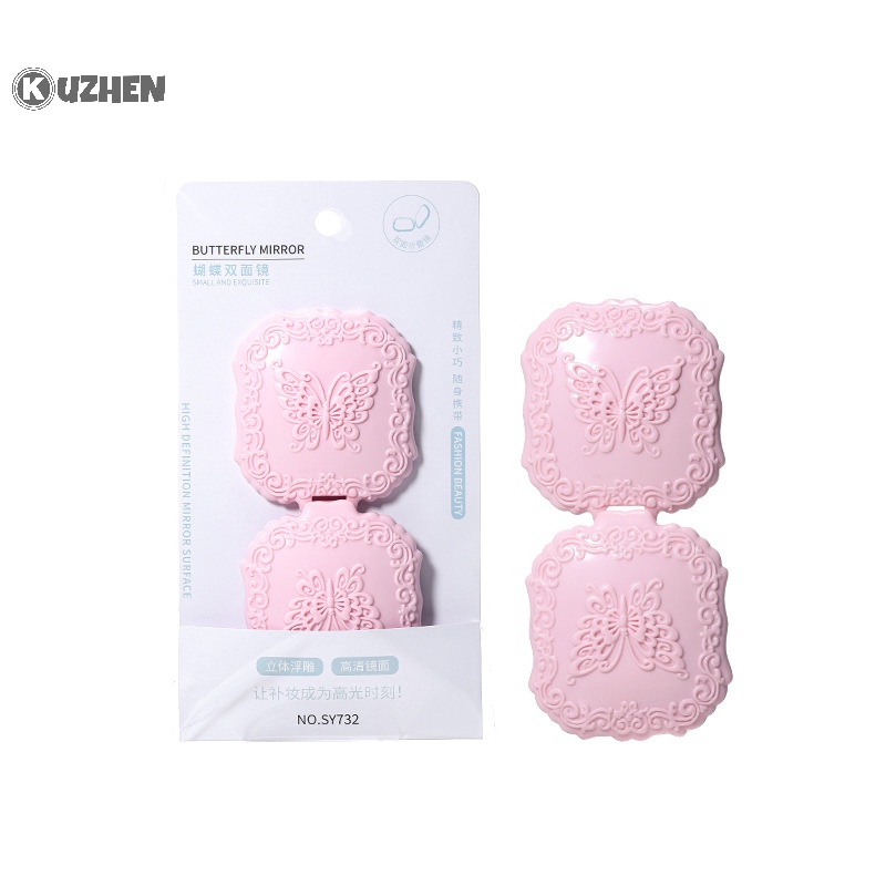 Kuzhen Gương Trang Điểm Dạng Gập Hình Tròn Nhỏ Gọn Hình Bướm vintage Dễ Thương Cho Nữ