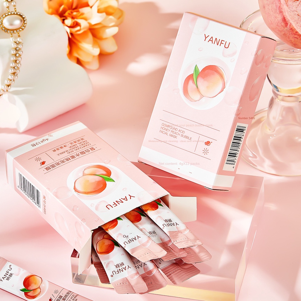 Mặt Nạ Bong Bóng Tinh Chất Quả Đào Axit Hyaluronic Dưỡng Ẩm Làm Sáng Và Sạch Sâu Cho Da