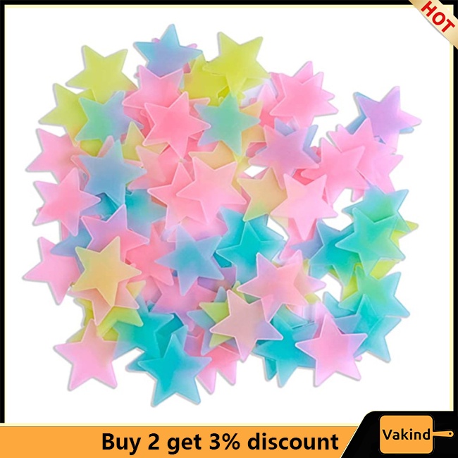 Vakind Miếng Dán Tường Hình Ngôi Sao Dạ Quang 3cm / 4.6cm / 3.8cm