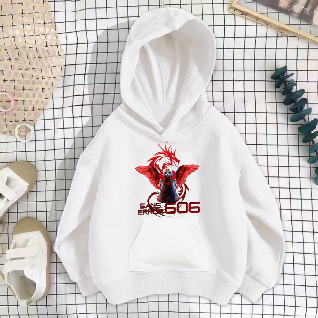 Áo Hoodie Trắng in hình Sans 606 San 505 Sans 404 Tam Sans Đại Chiến Cho Bé
