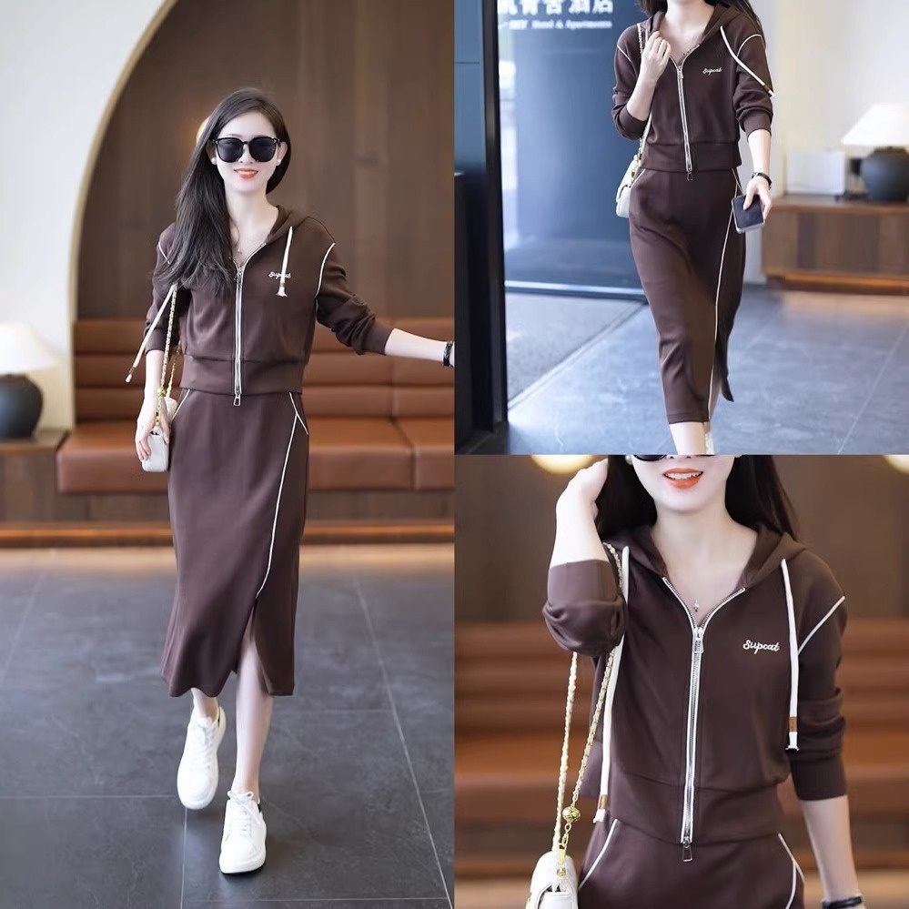 Set Áo Váy Màu Tương Phản Thời Trang Mùa Thu Cho Nữ 120kg