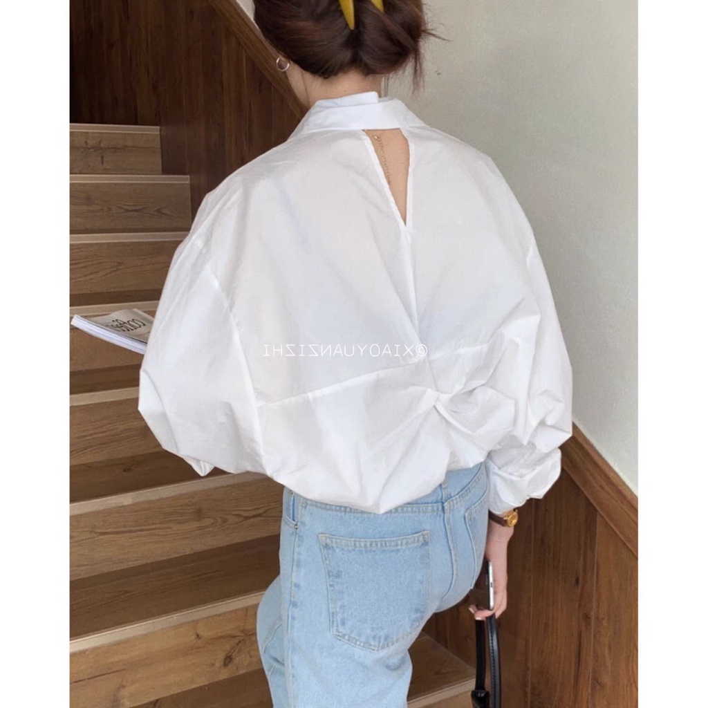 Áo Sơ Mi Trắng Dáng Rộng Thời Trang Thanh Lịch