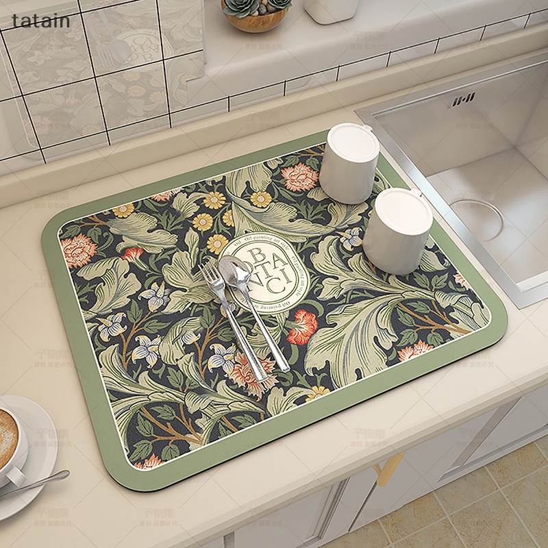 Thảm Cao Su Lót Chén Dĩa Ráo Nước Siêu Thấm Hút Họa Tiết retro