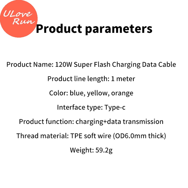 Uloverun Dây Cáp Sạc Nhanh usb c 120w type c Cho Điện Thoại / Xe Hơi vn