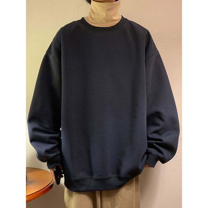 Áo nỉ cổ thuyền trơn Màu Phong Cách Mỹ Thời Trang Thu Đông Mới Dành Cho Nam