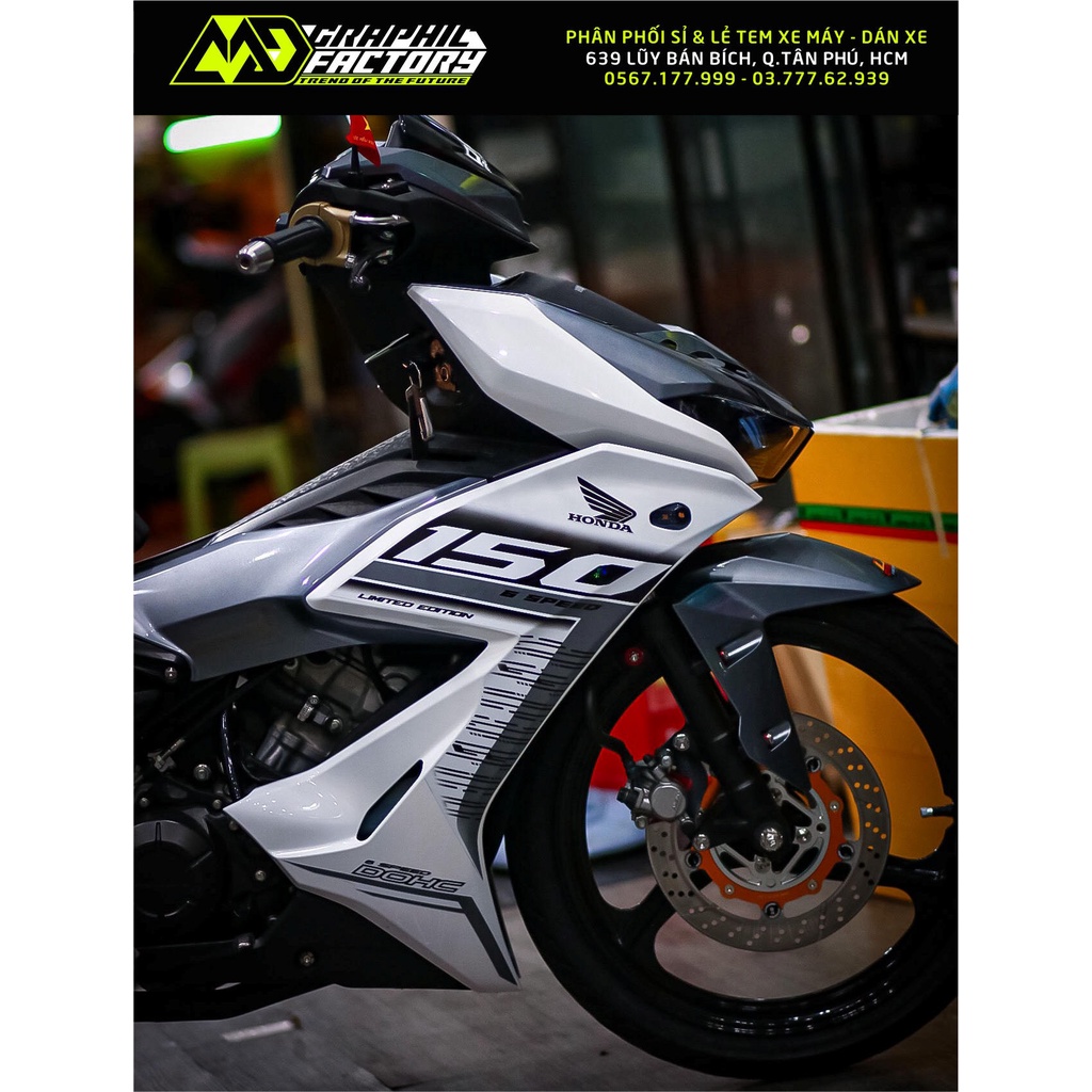 Tem rời Winner X trắng - mẫu sọc xám đen WX 150rr siêu hot 2023