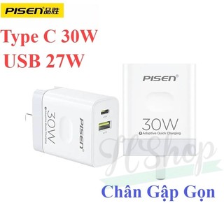 Củ sạc nhanh pisen quick pd qc công suất 30w - cho 14 pro max 13 12 11 xs xr