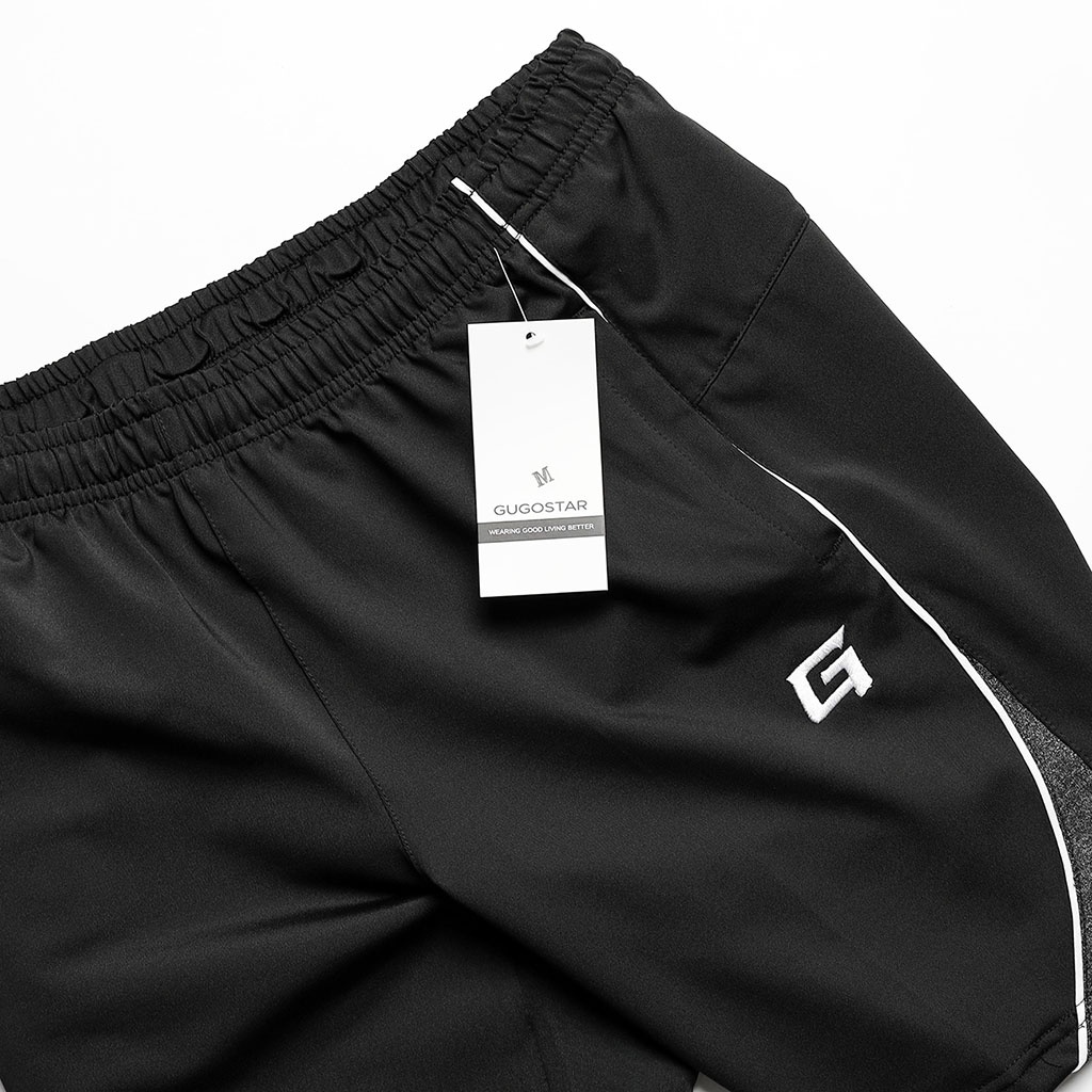 Quần Short Nam Thể Thao MIX G12 Gugostar, Vải Polyester Co Giãn 4 Chiều, Logo Thêu, 3 Túi Khóa Kéo