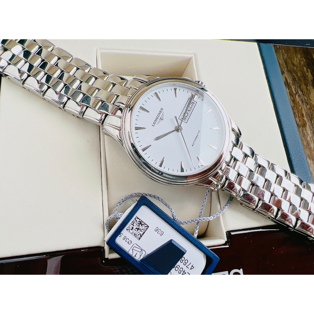 Đồng hồ chính hãng nam Longines Flagship Day Date L4.899.4.12.6 - Máy cơ tự động - Kính Sapphire nguyên khối Chính Hãng