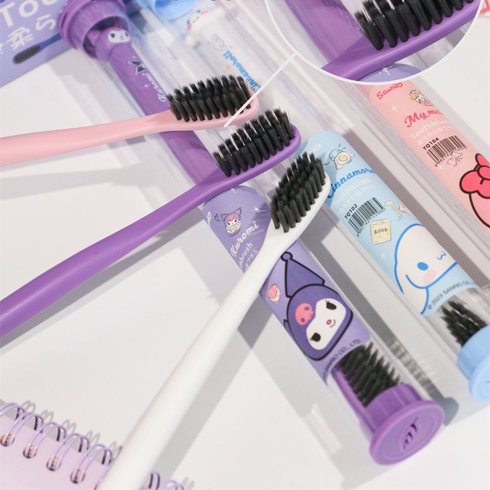 Sanrio Bàn Chải Đánh Răng Than Tre Hoạt Tính Mềm Mại Tiện Dụng Mang Theo Du Lịch