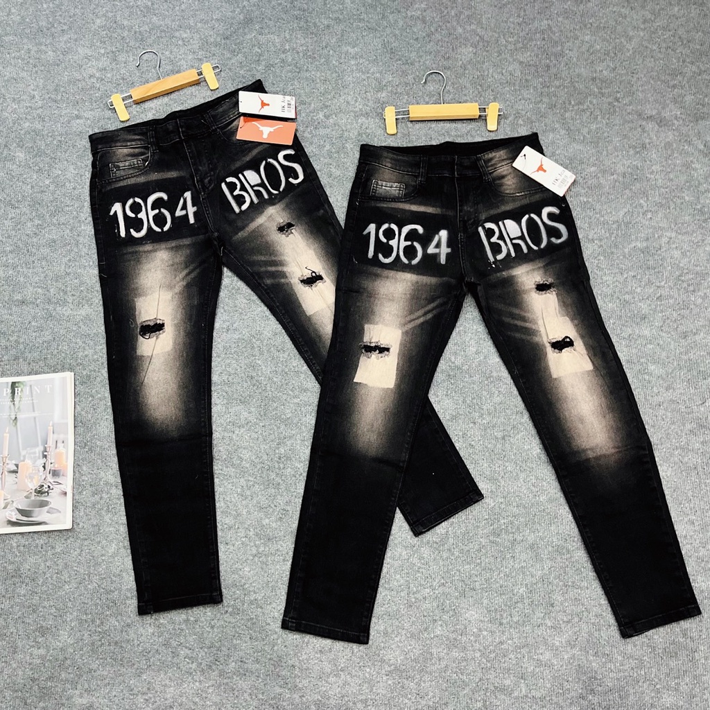 Quần jean dài nam đen vải denim phối Logo đẹp cao cấp chất bò vải dày đẹp co giãn PVT FASHION