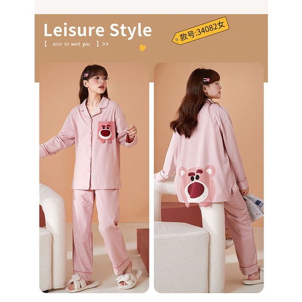 Bộ Đồ Ngủ cotton Tay Dài Phong Cách Mới Dành Cho Cặp Đôi