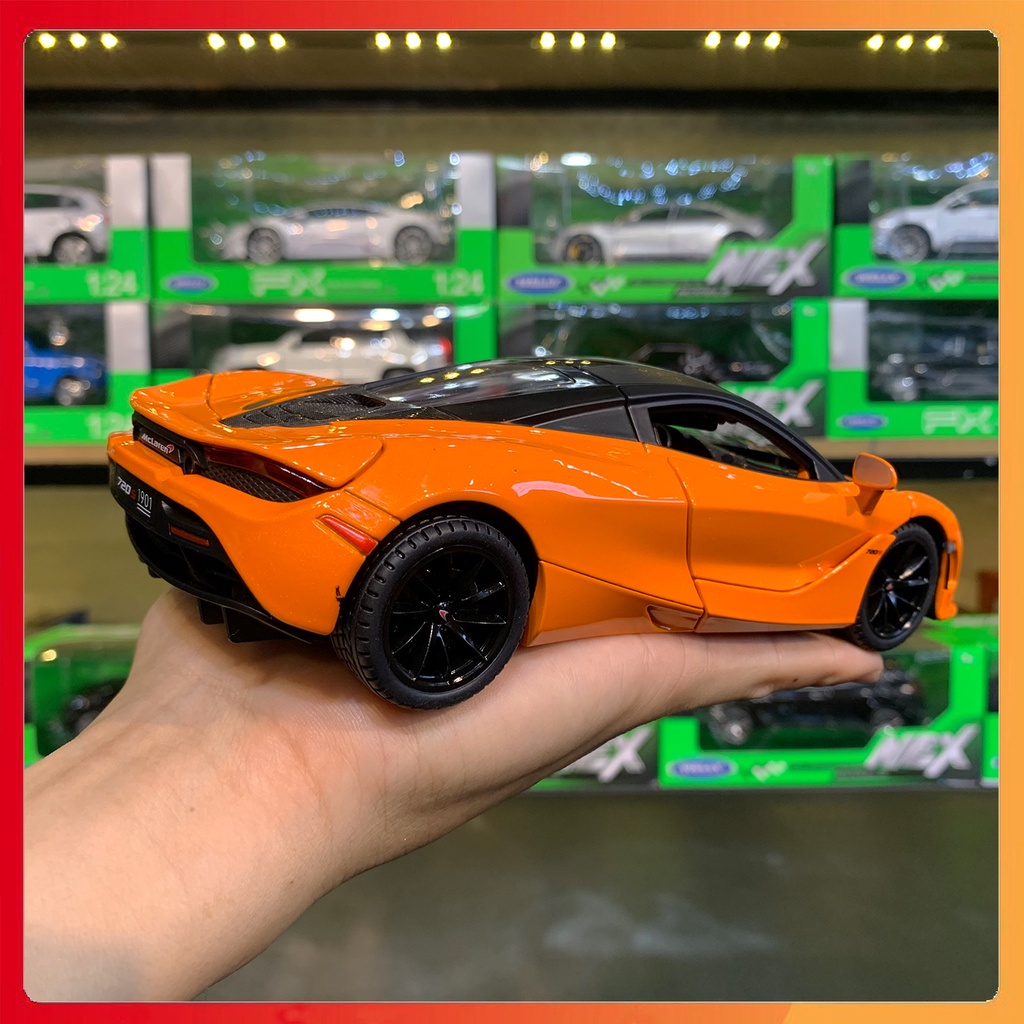 Giá rẻ Mô hình xe Mclaren 720S tỉ lệ 1:24 JINLIFANG sập sàn hộp bí ấn, tặng ô tô