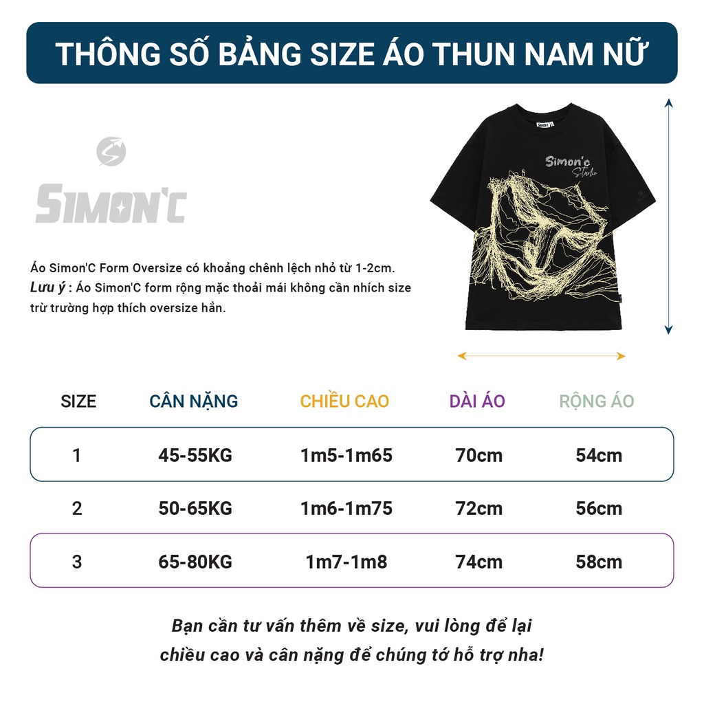 Áo Thun Simon'c Face Line - Đen Cotton  Nam Nữ Unisex Tay Lỡ Oversize Local Brand Cổ tròn