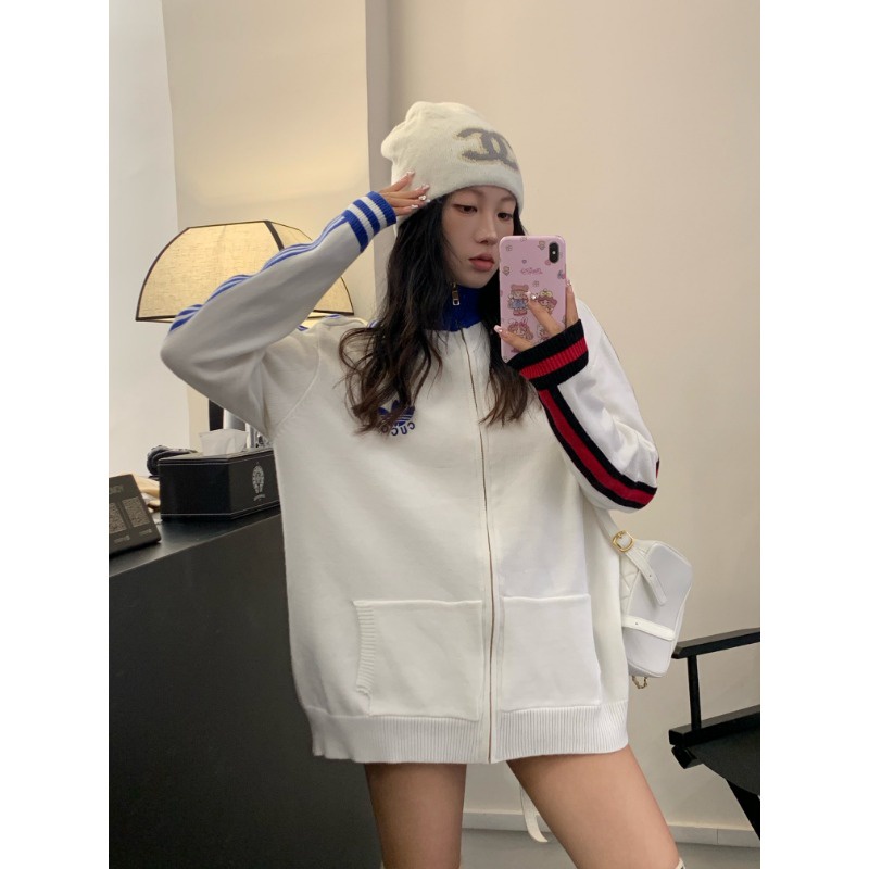 Áo Khoác sweater Dài Tay Phối Khóa Kéo Thời Trang Mùa Thu Mới 2023