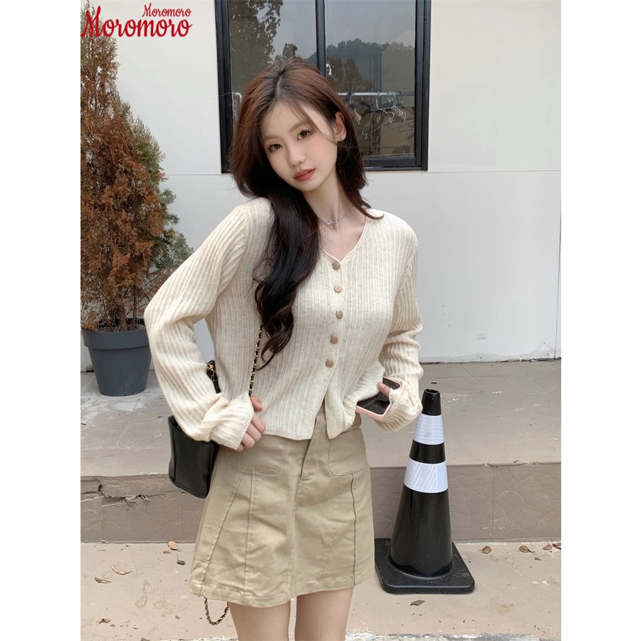 Moromoro Áo Len nữ áo khoác cardigan Đơn giản Thời trang Vintage Thể thao WMY2393F3V 41Z231008