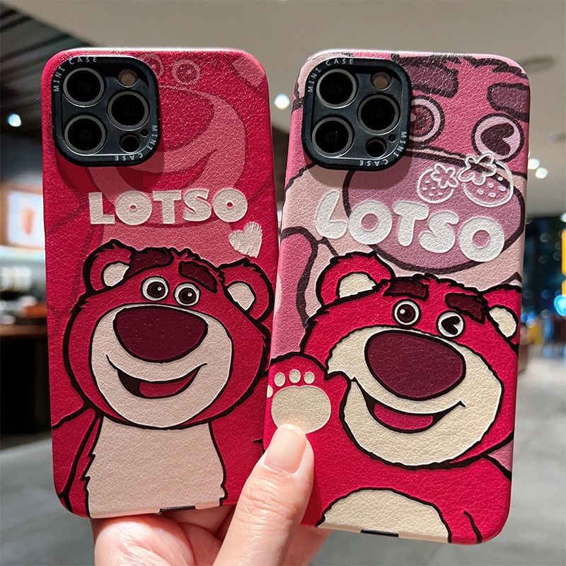Dễ Thương Ốp Điện Thoại Họa Tiết Gấu Dâu Tây Hoạt Hình Cho iphone 14Promax iPhone14  iPhone13  iPhone12 iPhone11