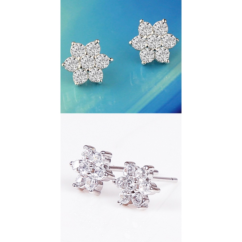 1 Đôi Bông Tai Bạc Hình Bông Tuyết Đính Đá zircon Dành Cho Nữ
