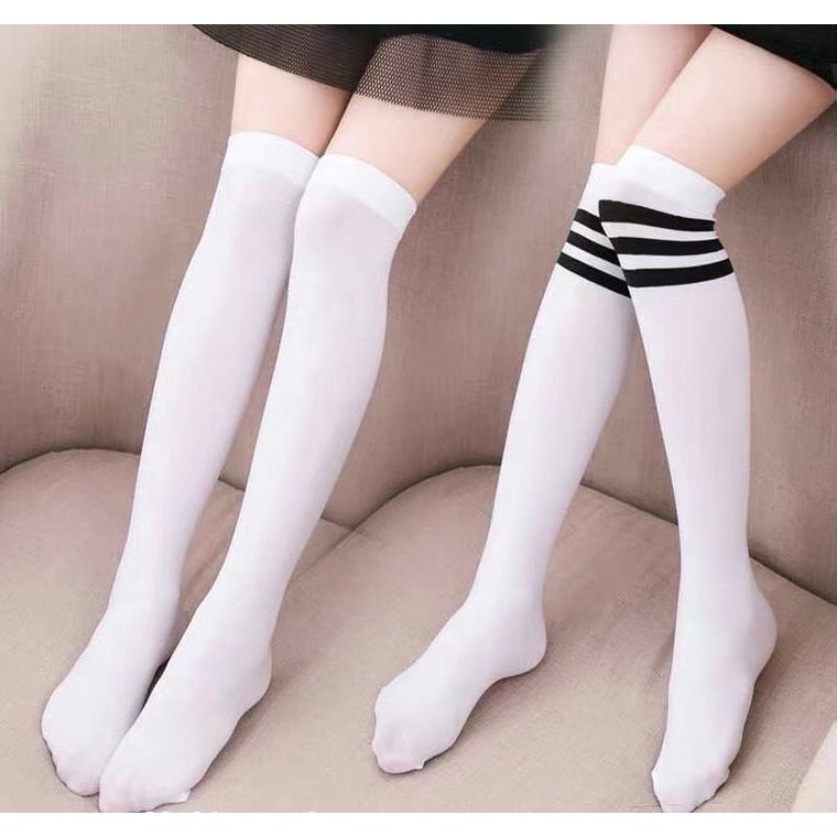 Vớ cotton Cao Qua Gối Họa Tiết Sọc Ngang Dễ Thương Dành Cho Bé Gái Thời Trang