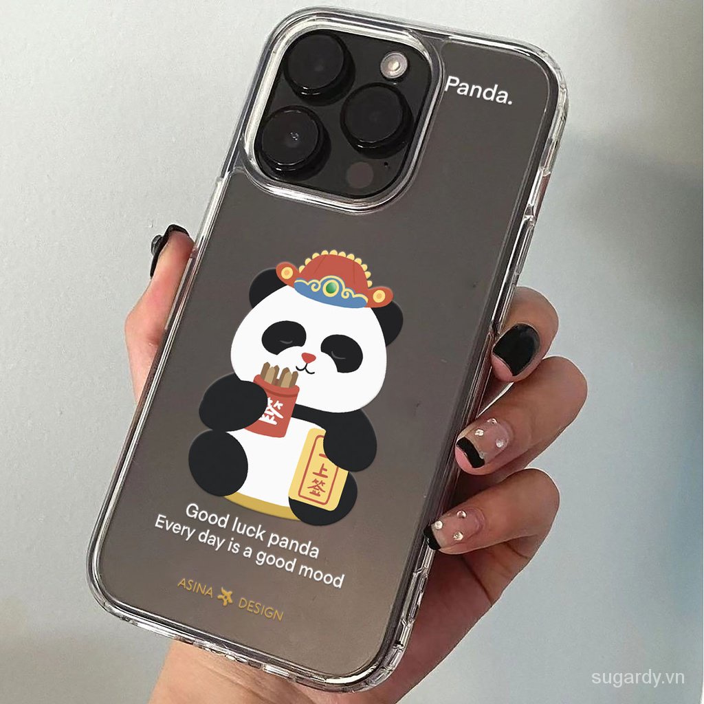 Ốp Điện Thoại Trong Suốt In Hình Gấu Trúc Cho iphone 15pro 15promax 14promax 13promax 11promax 15 14 13 12 11 pro max xr x xsmax 7 8 plus