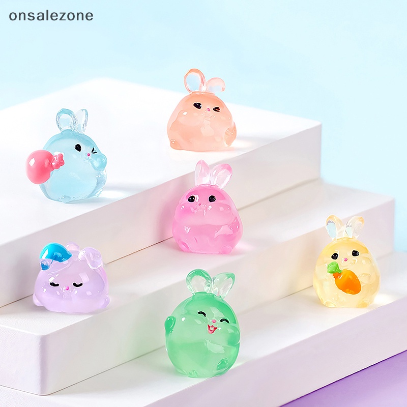 Onsale Set 3 Đồ trang trí Thỏ Dạ Quang mini Trang Trí Tiểu Cảnh / Nhà Búp Bê Mới