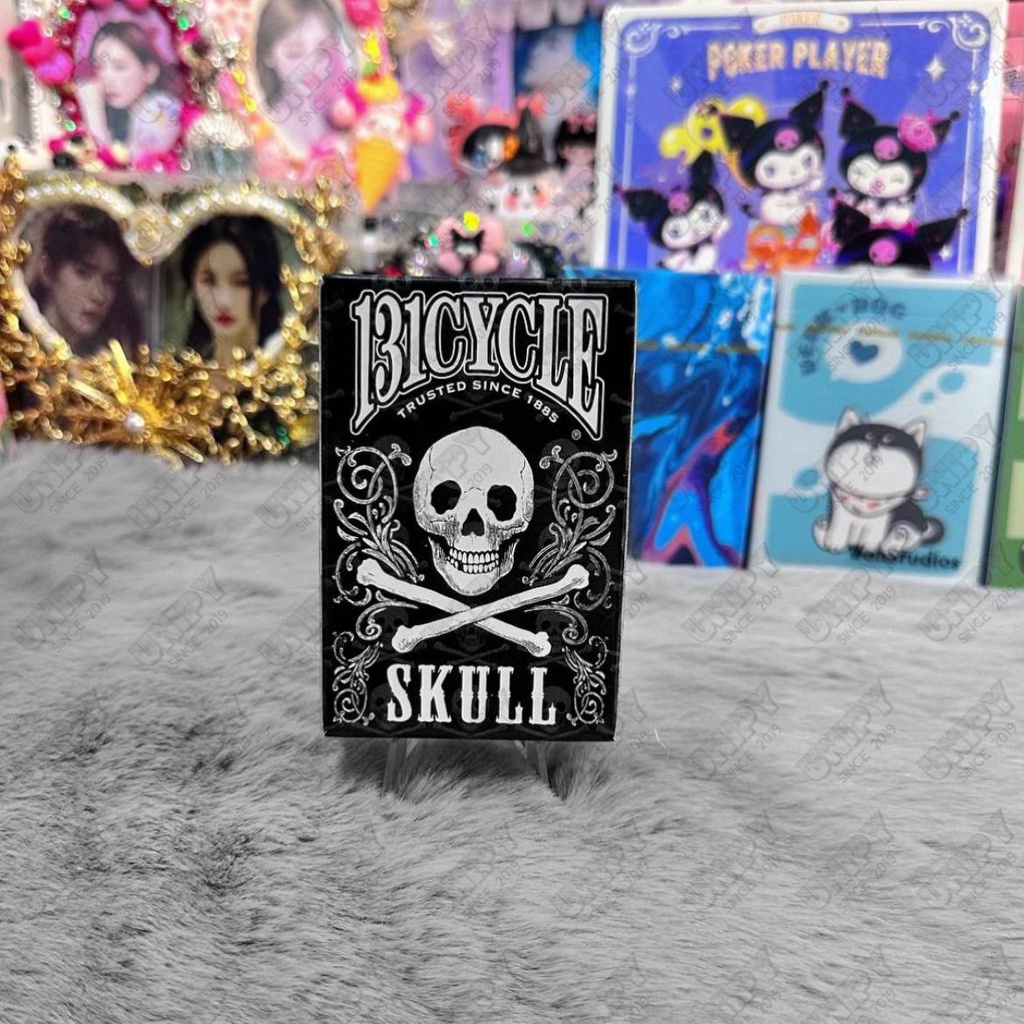 Bộ Bài Tây Nhựa PVC Skull Đen | Chống Bụi Chống Nước | Thẻ Bài Sưu Tầm Trưng Bày