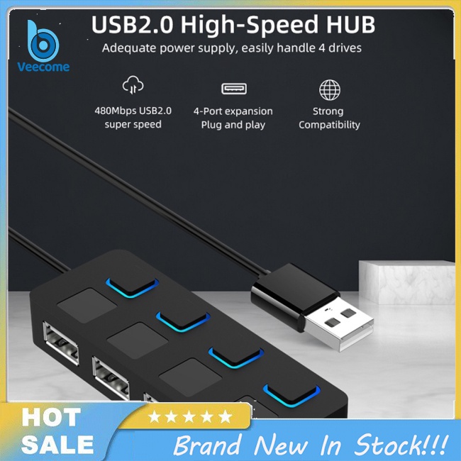 Veecome Bộ Chia 4 Cổng usb 2.0 2.0 Đa Năng Tiện Dụng